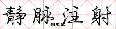庞中华静脉注射行书怎么写