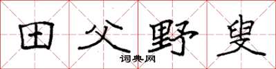 袁强田父野叟楷书怎么写