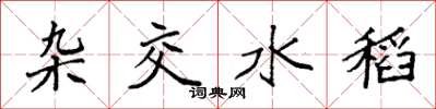 袁强杂交水稻楷书怎么写