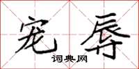 袁强宠辱楷书怎么写