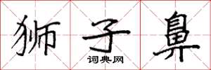 袁强狮子鼻楷书怎么写