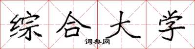 袁强综合大学楷书怎么写