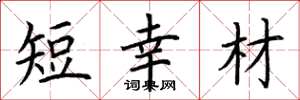 荆霄鹏短幸材楷书怎么写