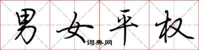 荆霄鹏男女平权行书怎么写