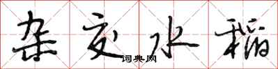 段相林杂交水稻行书怎么写