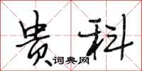 段相林贵科行书怎么写