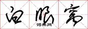 朱锡荣白眼窝草书怎么写