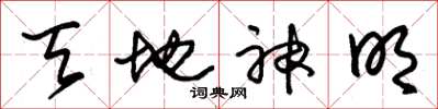 朱锡荣天地神明草书怎么写