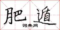 侯登峰肥遁楷书怎么写
