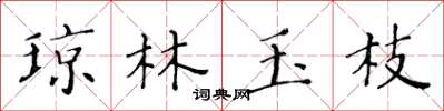 黄华生琼林玉枝楷书怎么写