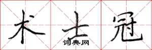 侯登峰术士冠楷书怎么写