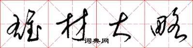 梁锦英雄材大略草书怎么写