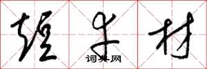 梁锦英短幸材草书怎么写
