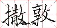 骆恒光撒敦楷书怎么写