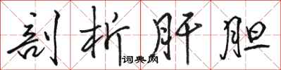 骆恒光剖析肝胆行书怎么写