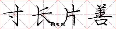 庞中华寸长片善楷书怎么写