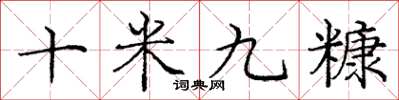 庞中华十米九糠楷书怎么写