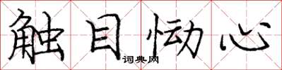 庞中华触目恸心楷书怎么写
