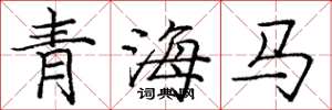 庞中华青海马楷书怎么写
