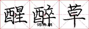 庞中华醒醉草楷书怎么写