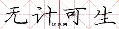 庞中华无计可生楷书怎么写