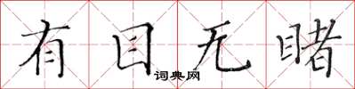 黄华生有目无睹楷书怎么写