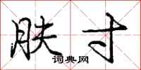 庞中华肤寸行书怎么写