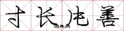 庞中华寸长片善行书怎么写