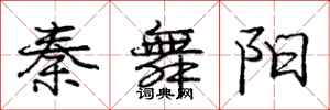 庞中华秦舞阳行书怎么写