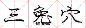庞中华三兔穴行书怎么写