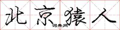 庞中华北京猿人行书怎么写
