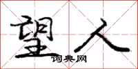 庞中华望人行书怎么写