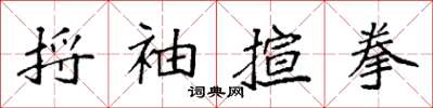 袁强捋袖揎拳楷书怎么写