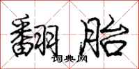 庞中华翻胎行书怎么写