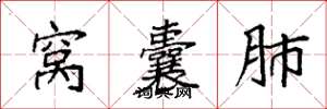 袁强窝囊肺楷书怎么写