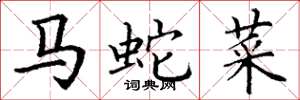 丁谦马蛇菜楷书怎么写