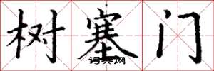 丁谦树塞门楷书怎么写