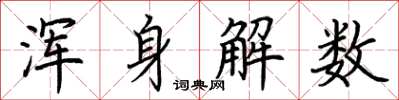 荆霄鹏浑身解数楷书怎么写