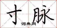 荆霄鹏寸脉楷书怎么写