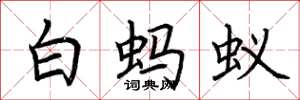 荆霄鹏白蚂蚁楷书怎么写