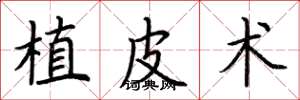 荆霄鹏植皮术楷书怎么写