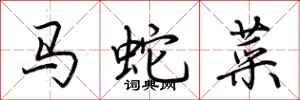 荆霄鹏马蛇菜行书怎么写
