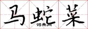 周炳元马蛇菜楷书怎么写