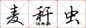 荆霄鹏麦秆虫行书怎么写