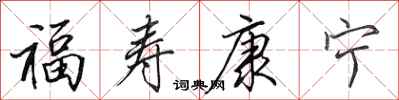 田英章福寿康宁行书怎么写