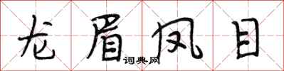 段相林龙眉凤目行书怎么写