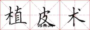 田英章植皮术楷书怎么写