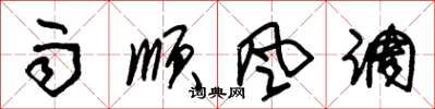 朱锡荣雨顺风调草书怎么写