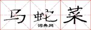 范连陞马蛇菜隶书怎么写