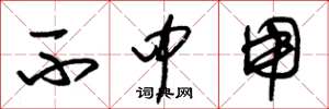 朱锡荣不中用草书怎么写